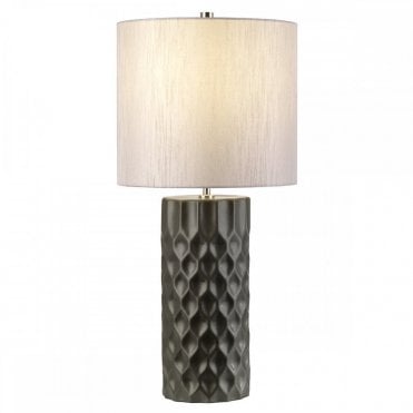 BARBICAN Ceramic Table Lamp Graphite with Silver Shade