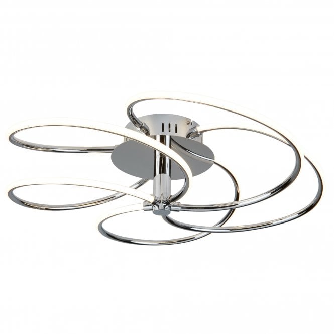 BARDOT 5 Light Led Swirl Ceiling Flush Chrome