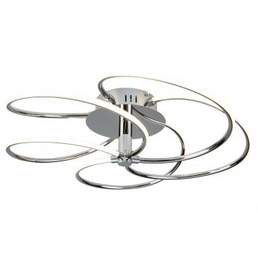 BARDOT 5 Light Led Swirl Ceiling Flush Chrome