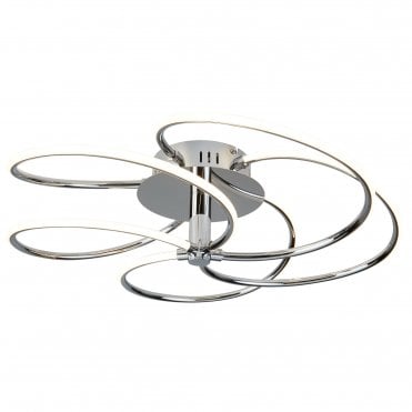 BARDOT 5 Light Led Swirl Ceiling Flush Chrome