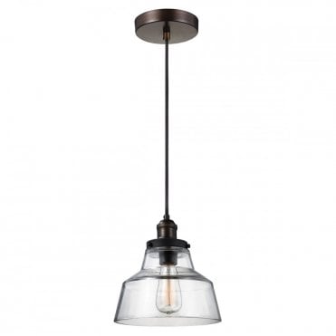 BASKIN Ceiling Pendant Light in Brass/Dark Zinc with Clear Glass Shade