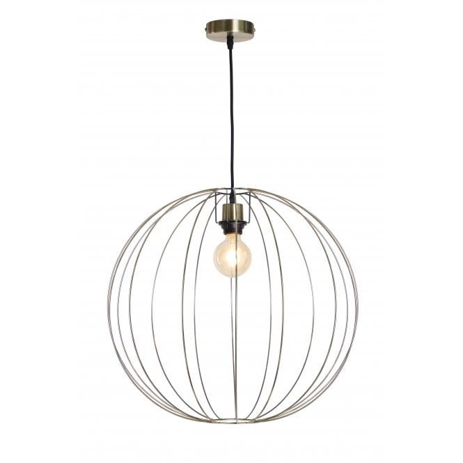 BASTION Ceiling Pendant Light Bronze and Antique Copper Globe Cage Wire Large