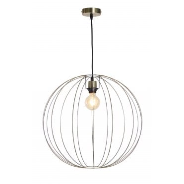 BASTION Ceiling Pendant Light Bronze and Antique Copper Globe Cage Wire Large