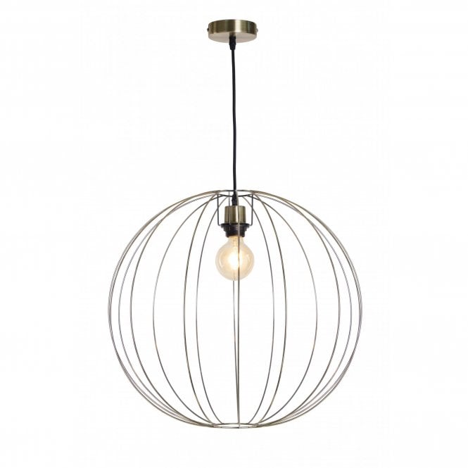BASTION Ceiling Pendant Light Bronze and Antique Copper Globe Cage Wire Large