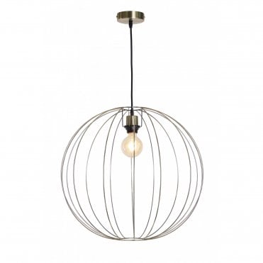 BASTION Ceiling Pendant Light Bronze and Antique Copper Globe Cage Wire Large