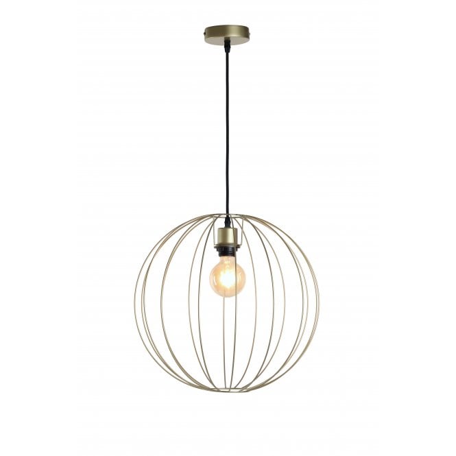 BASTION Ceiling Pendant Light Bronze and Antique Copper Globe Cage Wire Medium