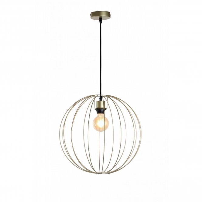BASTION Ceiling Pendant Light Bronze and Antique Copper Globe Cage Wire Medium