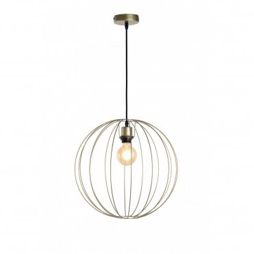 BASTION Ceiling Pendant Light Bronze and Antique Copper Globe Cage Wire Medium