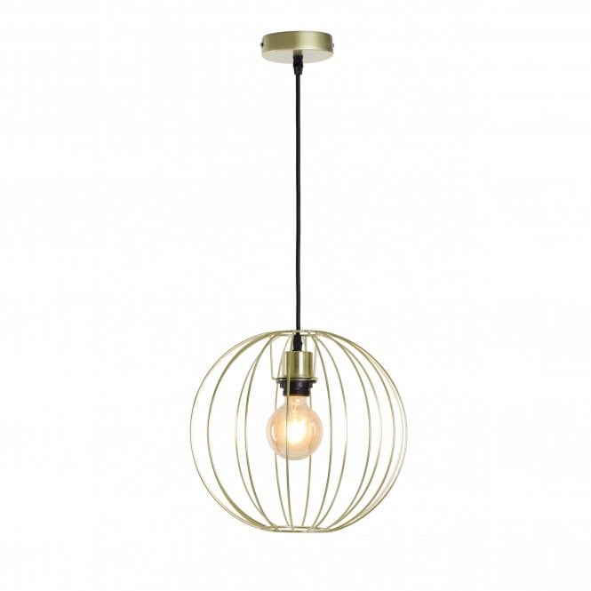 BASTION Ceiling Pendant Light Bronze and Antique Copper Globe Cage Wire Small