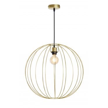 BASTION Ceiling Pendant Light Gold Globe Cage Wire Large