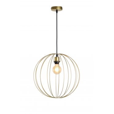 BASTION Ceiling Pendant Light Gold Globe Cage Wire Medium