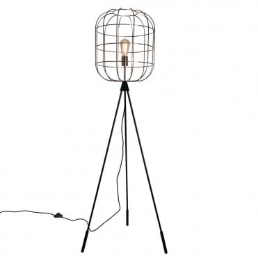 BASTION Floor Lamp Satin Nickel Oval Cage Wire Floor Lamp