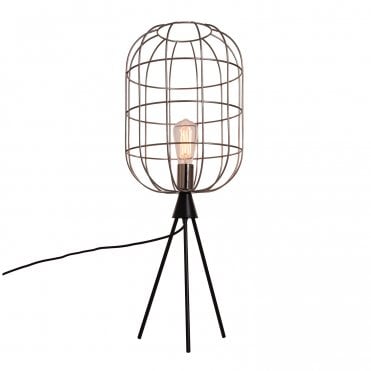 BASTION Table Lamp Satin Nickel Oval Cage Wire Table Lamp