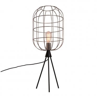 BASTION Table Lamp Satin Nickel Oval Cage Wire Table Lamp