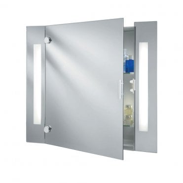 ILLUMINATED MIRROR LIGHT AND GLASS CABINET