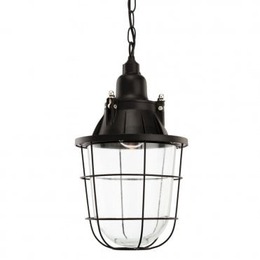 BAY Pendant, Black with Clear Glass