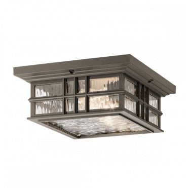 Square 2 Light Flush Ceiling Light Mount In Bronze