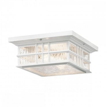 Square 2 Light Flush Ceiling Light Mount In White