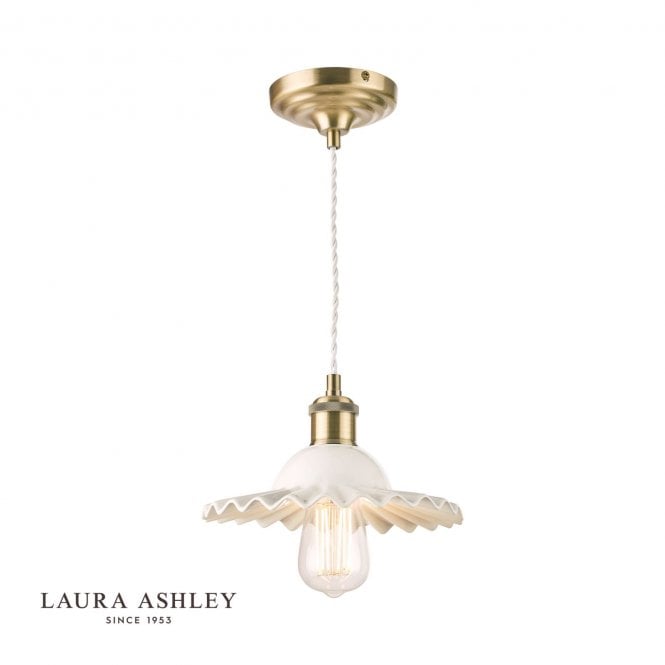 BECA Small Pendant White Ceramic Antique Brass