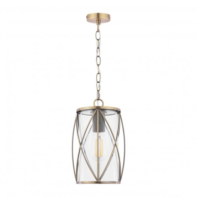 Beckworth Ceiling Lantern in Antique Brass and Glass