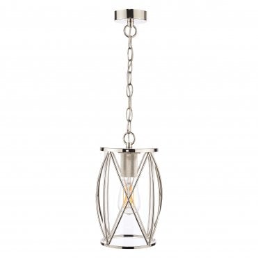 Beckworth Ceiling Lantern in Polished Nickel and Glass