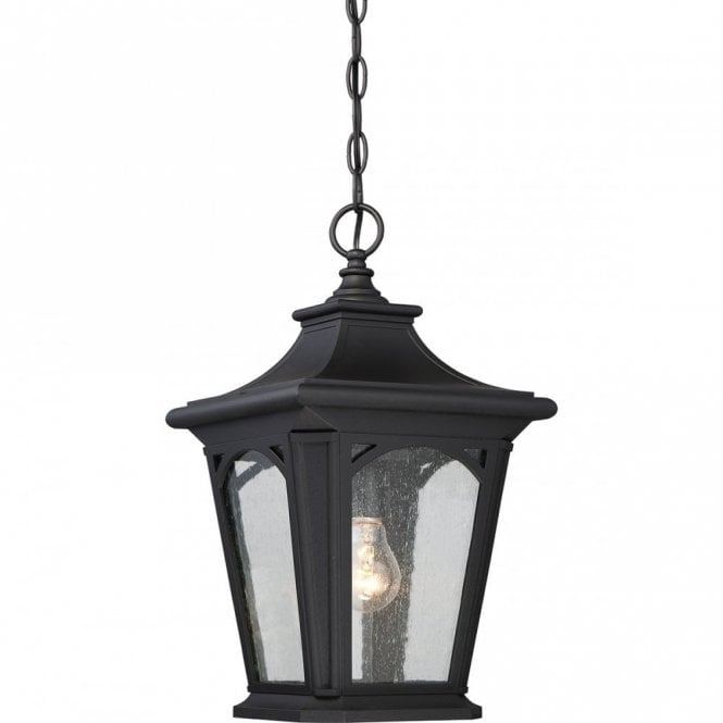 BEDFORD Exterior Ceiling Pendant Black Seeded Glass