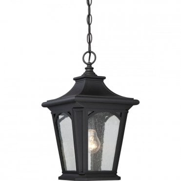 BEDFORD Exterior Ceiling Pendant Black Seeded Glass