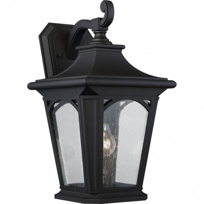 BEDFORD Large Exterior Wall Lantern Black Seeded Glass