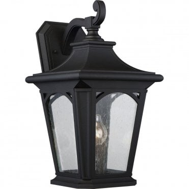 BEDFORD Large Exterior Wall Lantern Black Seeded Glass