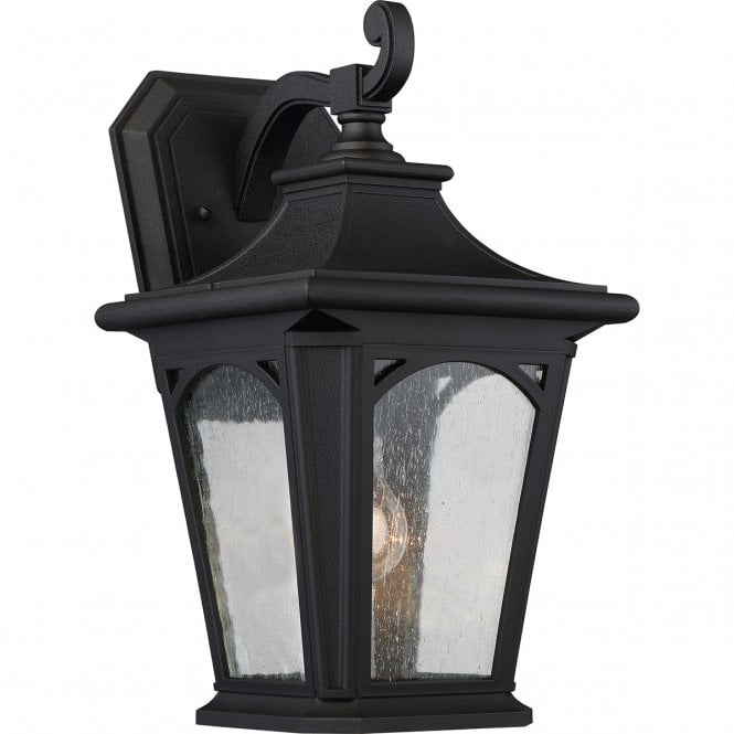 BEDFORD Medium Exterior Wall Lantern Black Seeded Glass