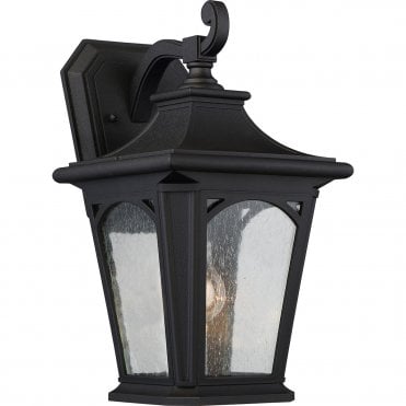 Medium Exterior Wall Lantern Black Seeded Glass