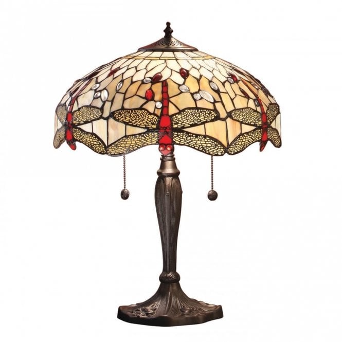 BEIGE DRAGONFLY - Large Tiffany Table Lamp