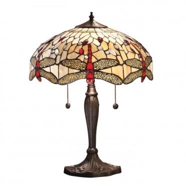 BEIGE DRAGONFLY - Large Tiffany Table Lamp