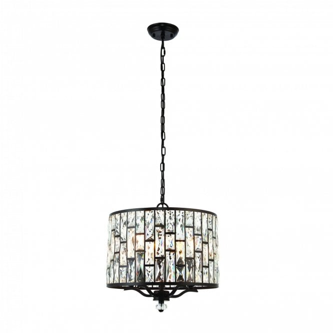 BELLE 5 Light Crystal Drum Ceiling Pendant in Bronze