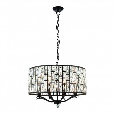 BELLE 8 Light Crystal Drum Ceiling Pendant in Bronze