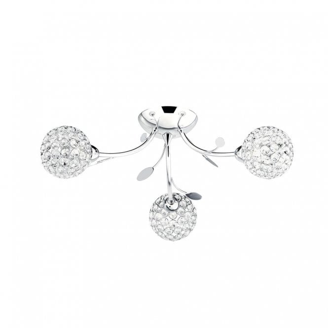 BELLIS II -3 LIGHT SEMI-FLUSH CHROME CEILING LIGHT