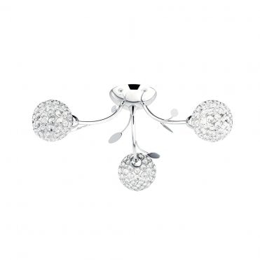 3 LIGHT SEMI-FLUSH CHROME CEILING LIGHT