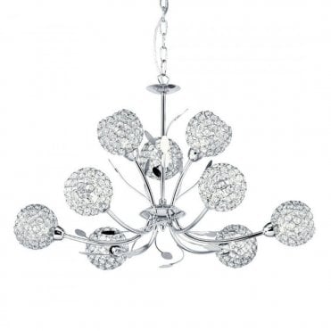BELLIS - Ii 9 Light Ceiling Pendant Chrome With Clear Glass