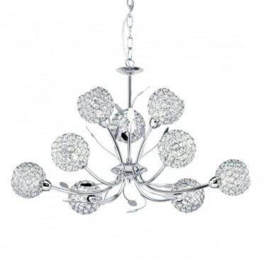BELLIS - Ii 9 Light Ceiling Pendant Chrome With Clear Glass