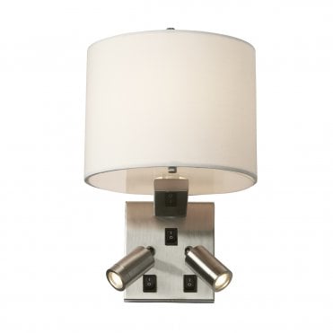 BELMONT 3 Light Reading LED Wall Light Brushed Nickel