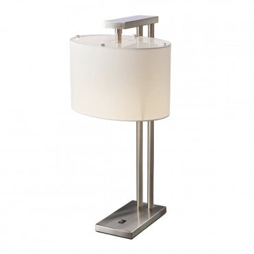 BELMONT Table Lamp Brushed Nickel with Cream Shade , Switched