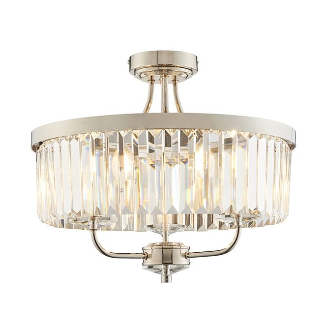 BERCHTOLD Round Chrome Cut Glass Semi-Flush