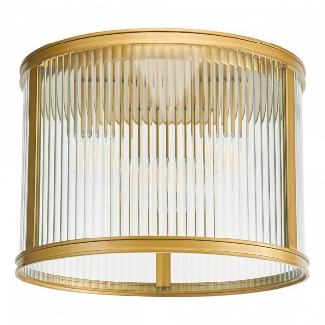 Bianka 3 Light Flush Ceiling Light - Bronze with Ribbed Glass