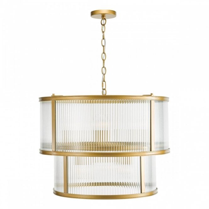 Bianka 6 Light Ceiling Pendant - Bronze with Ribbed Glass