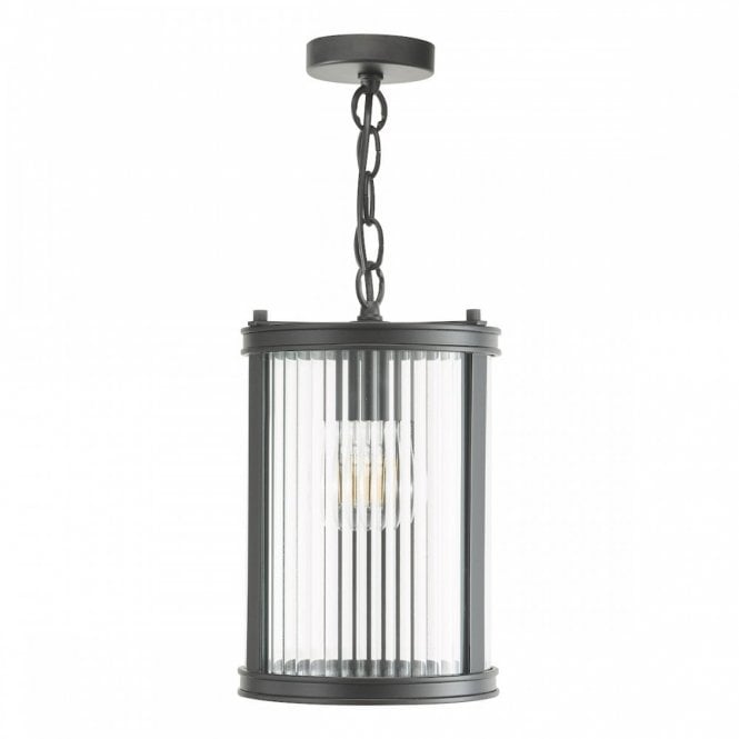 Bianka Pendant - Matt Black with Ribbed Glass