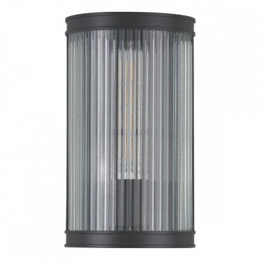 Bianka Wall Light - Matte Black with Ribbed Glass