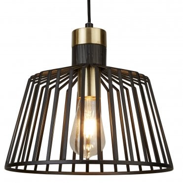 BIRD Cage Frame Single Pendant Black And Gold