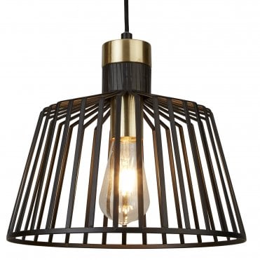 BIRD Cage Frame Single Pendant Black And Gold
