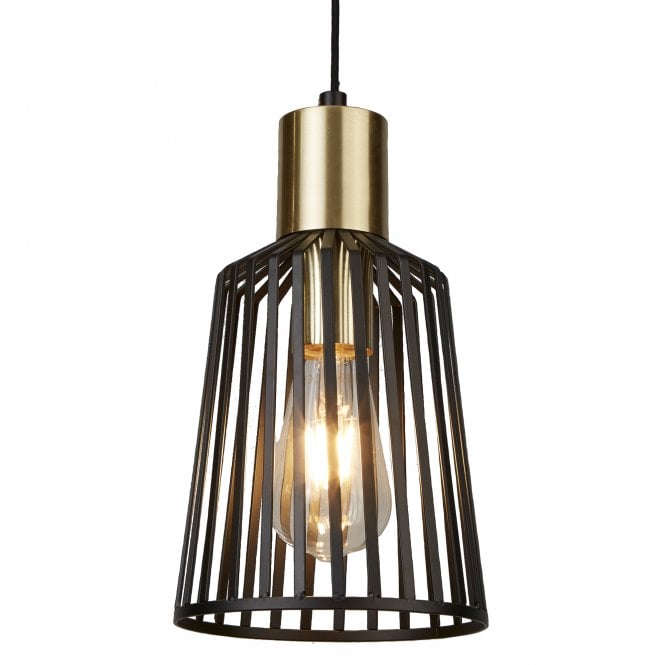 BIRD Cage Frame Single Pendant Black And Gold