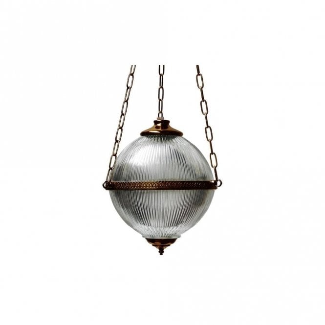 BLAENAU - Victorian Holophane Ceiling Pendant In Antique Brass